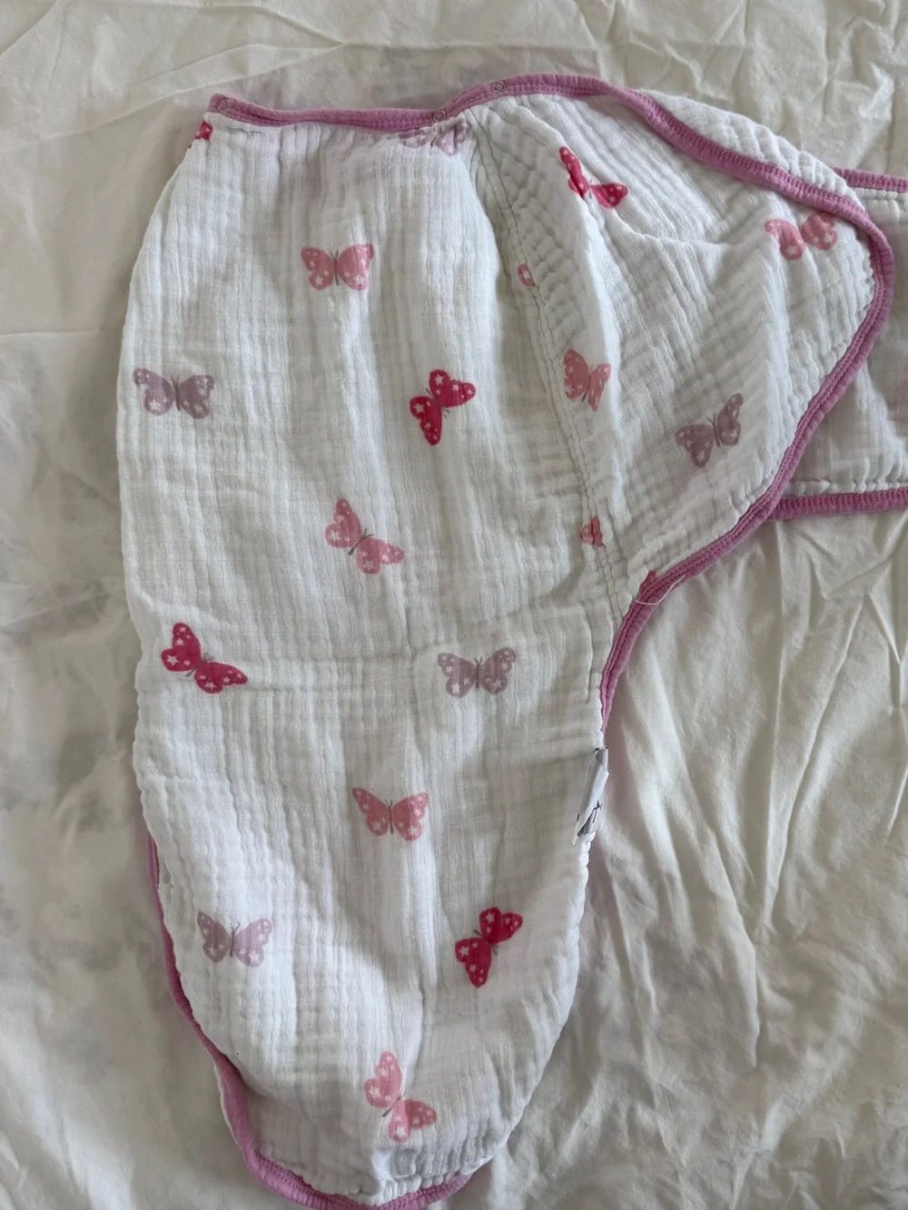 Aden + Anais Pink Butterfly easy Swaddle Sack large 100% cotton muslin